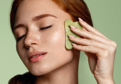 Gesichtsmassage mit Gua-Sha-Steinen